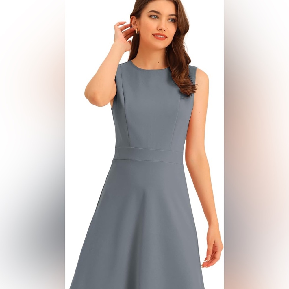 Simons Icone Elegant Gray Sleeveless A line Dress Size 4 NWOT